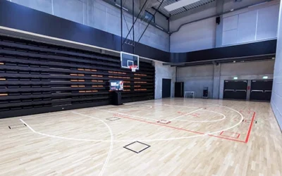 SKILLCOURT set-up in a sports hall for basketball training