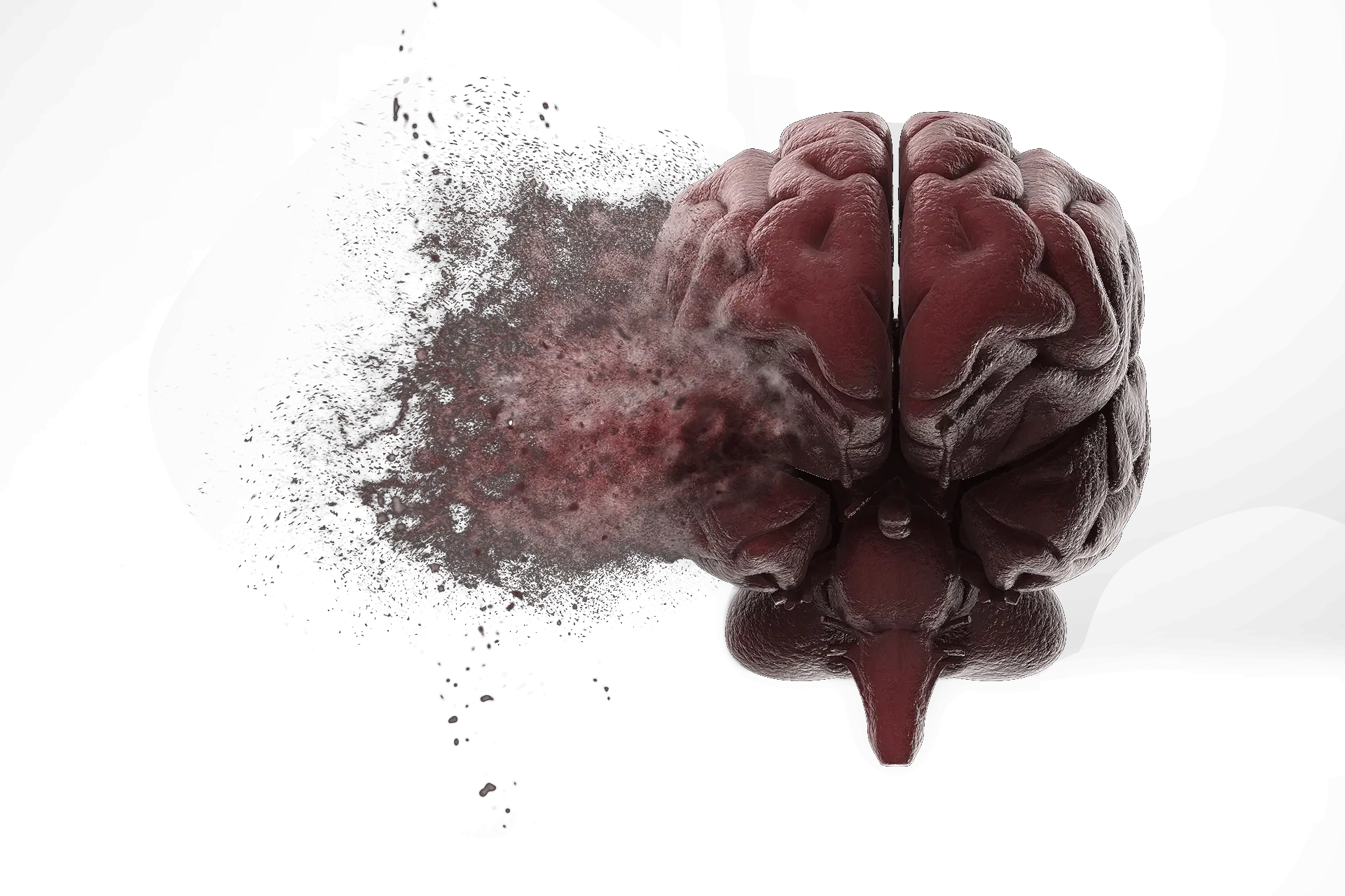 Graphic of a brain that is disintegrating